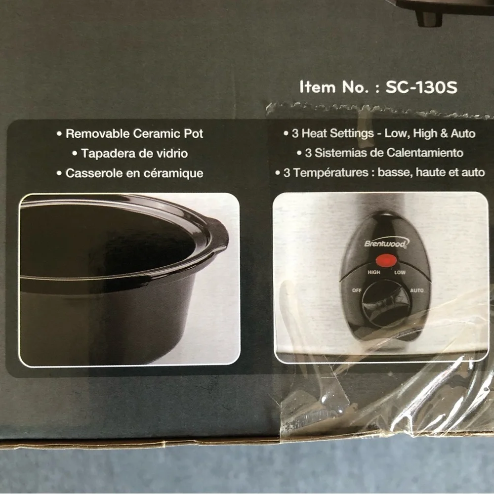 Brentwood Stainless Steel 3 Quart Round Slow Cooker nwt